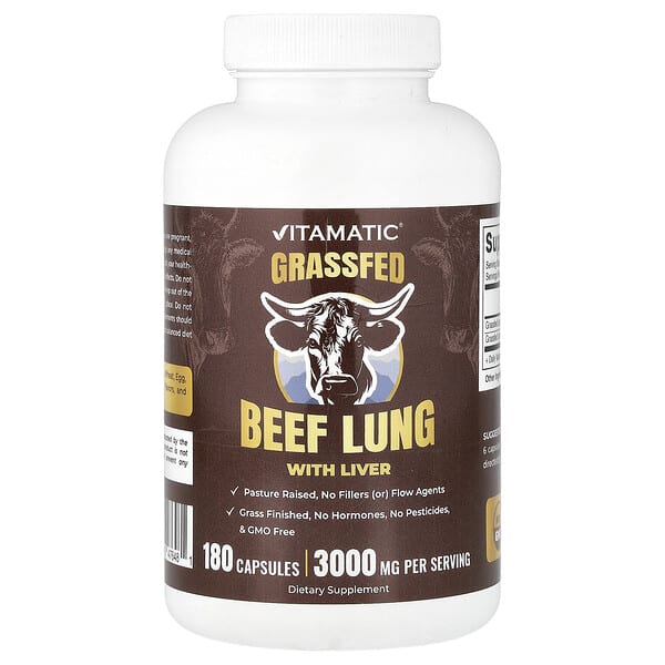 Капсулы Grassfed Beef Lung With Liver, 180 шт