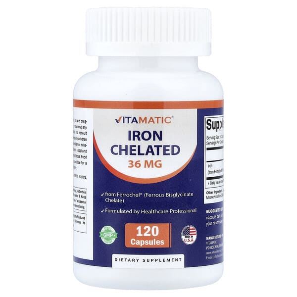 Железо хелатное Vitamatic, 36 mg, 120 капсул