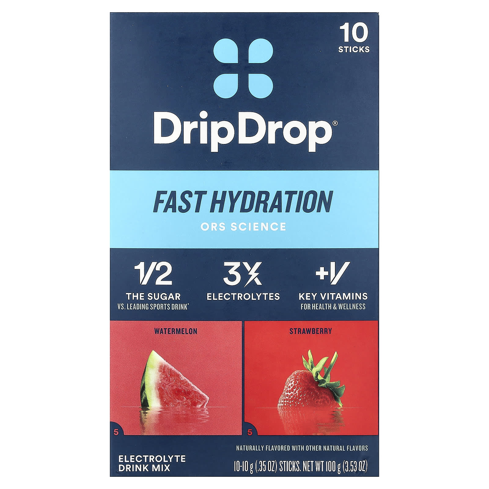 Electrolyte Drink Mix, Watermelon & Strawberry, 10 Sticks, 0.35 oz (10 g) Each