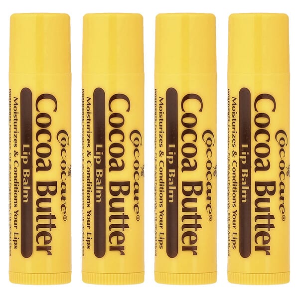 Cocoa Butter Lip Balm, 4 Pack, 0.15 oz (4.2 g) Each