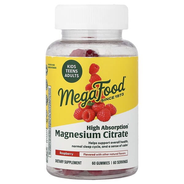 MegaFood Желейные конфеты с цитратом магния, малина, 60 шт (100 mg на конфету)