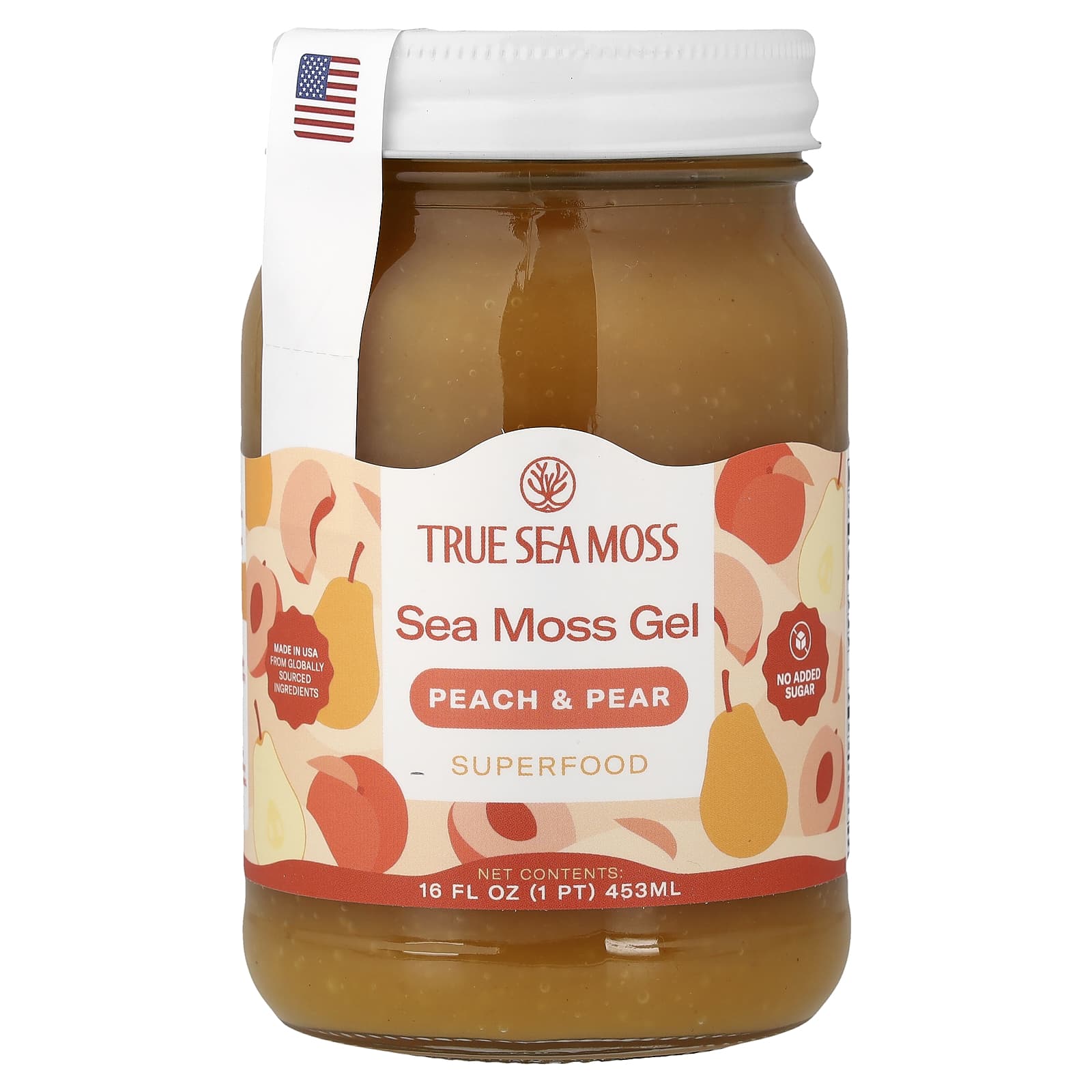 Суперфуд гель из морского мха, персик и груша, 16 fl oz (453 ml)