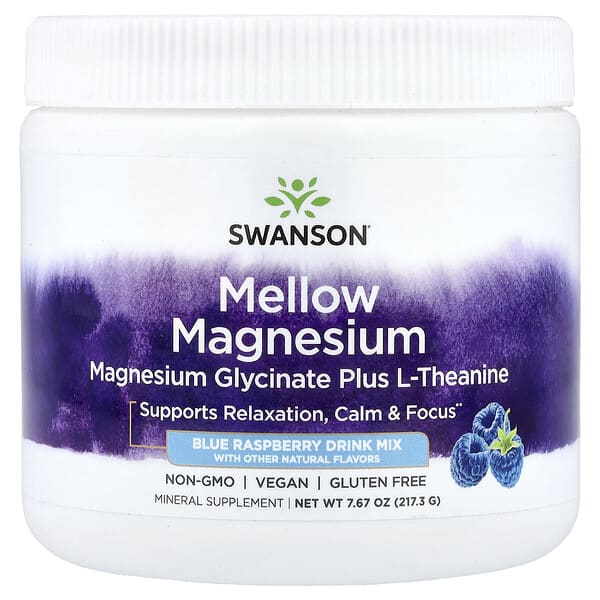 Магниевая смесь Mellow Magnesium Drink Mix, Blue Raspberry, 7.67 oz (217.3 g)