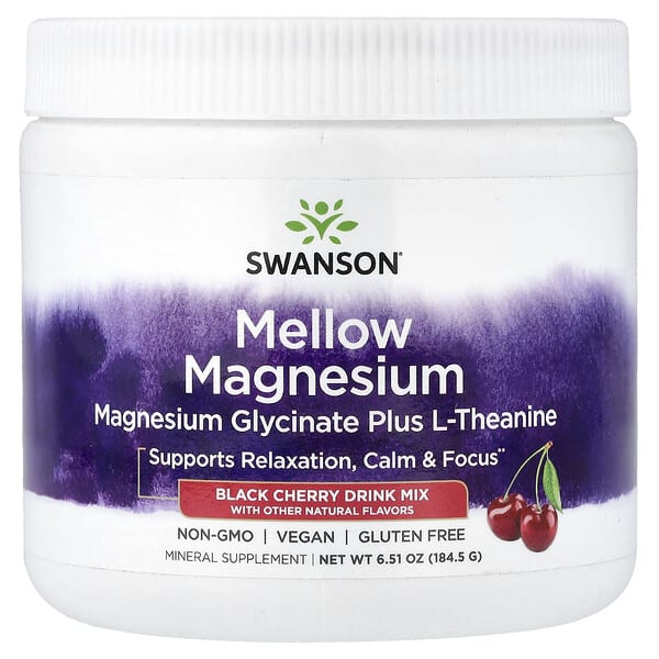 Магниевая смесь Mellow Magnesium Drink Mix, черная вишня, 6.51 oz (184.5 g)