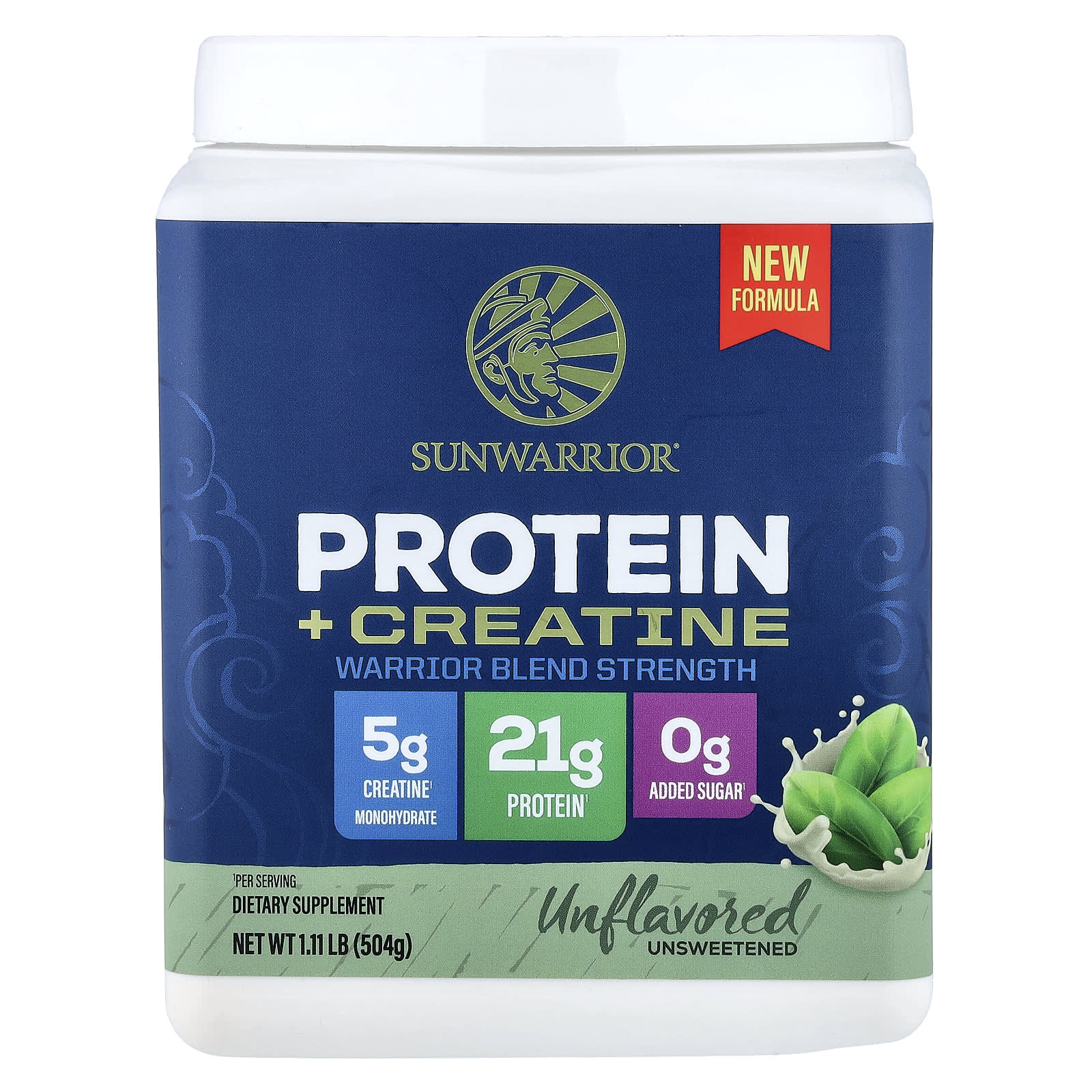 Protein + Creatine, Unflavored, 1.11 lb (504 g)