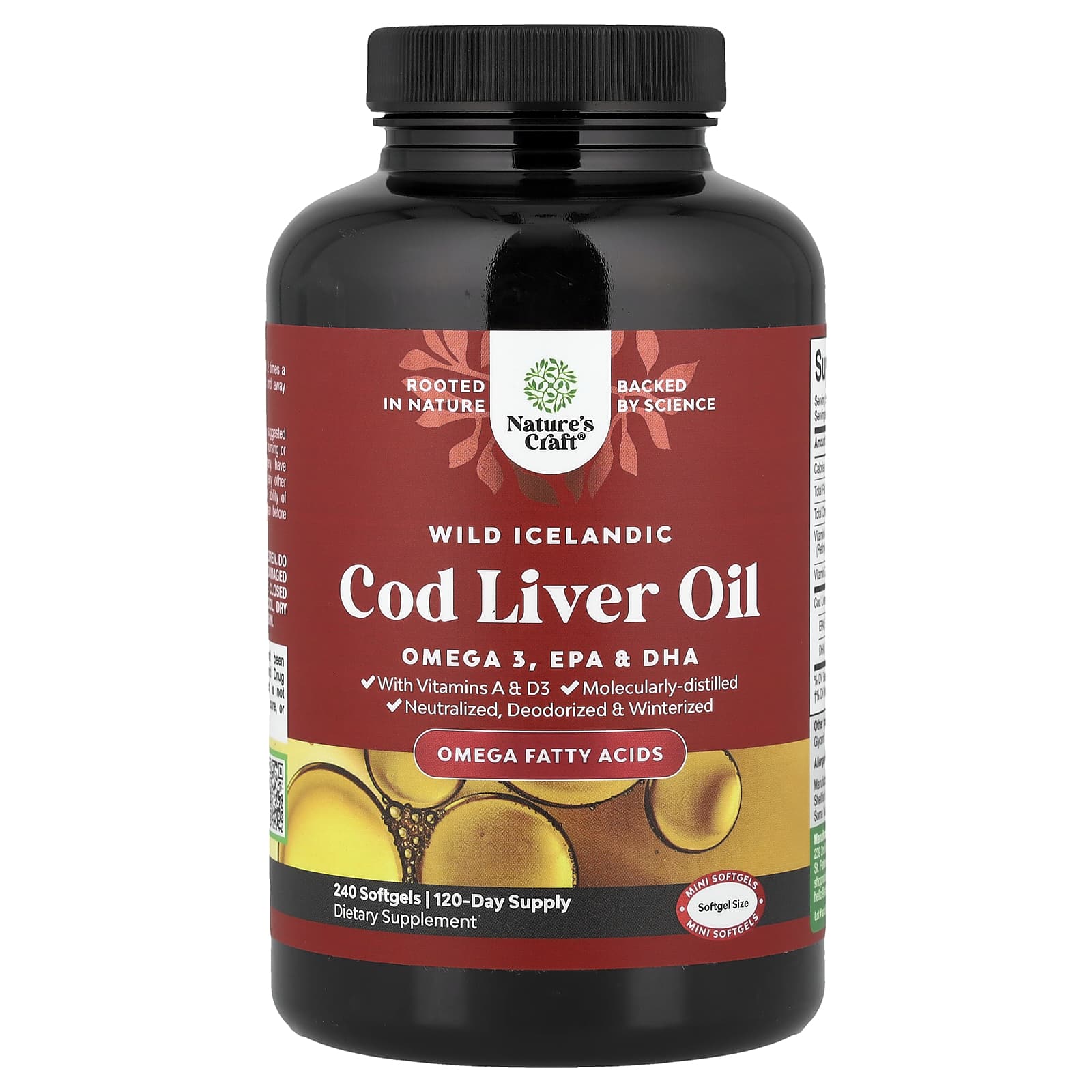 Wild Icelandic Cod Liver Oil With Vitamins A & D3, 240 Softgels