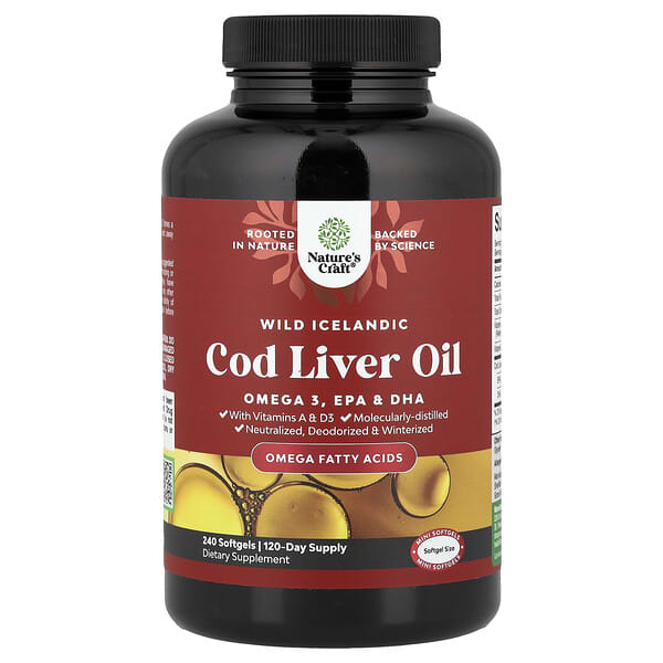 Wild Icelandic Cod Liver Oil With Vitamins A & D3, 240 Softgels