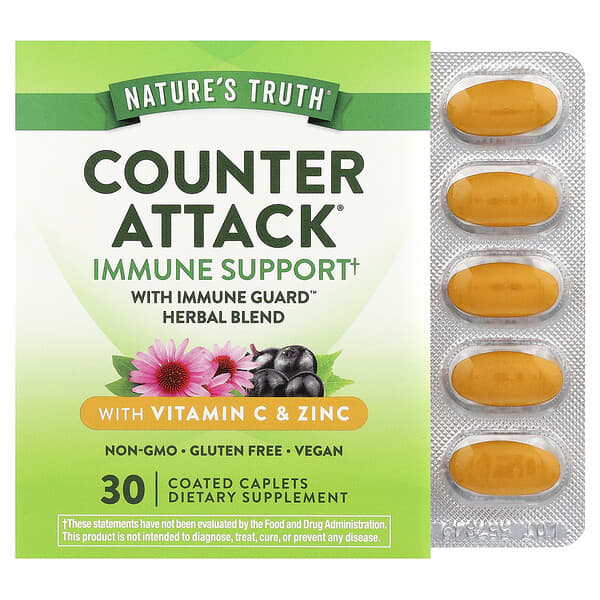 Counter Attack® с витамином C и цинком, 30 покрытых таблеток