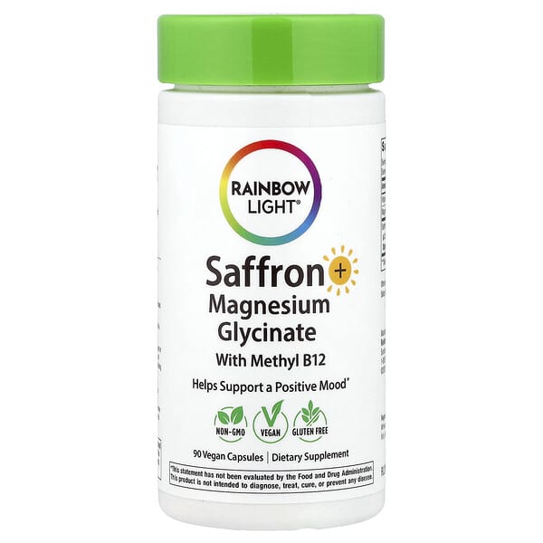 Saffron + Magnesium Glycinate With Methyl B12, 90 Vegan Capsules