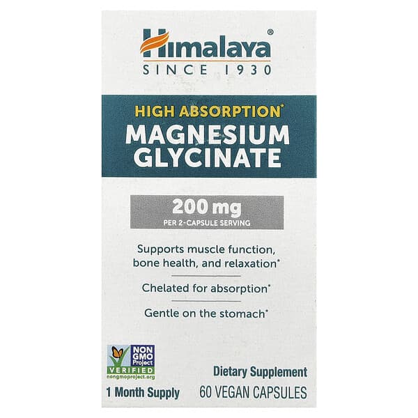 Himalaya High Absorption Magnesium Glycinate, 60 веганских капсул (100 мг в капсуле)