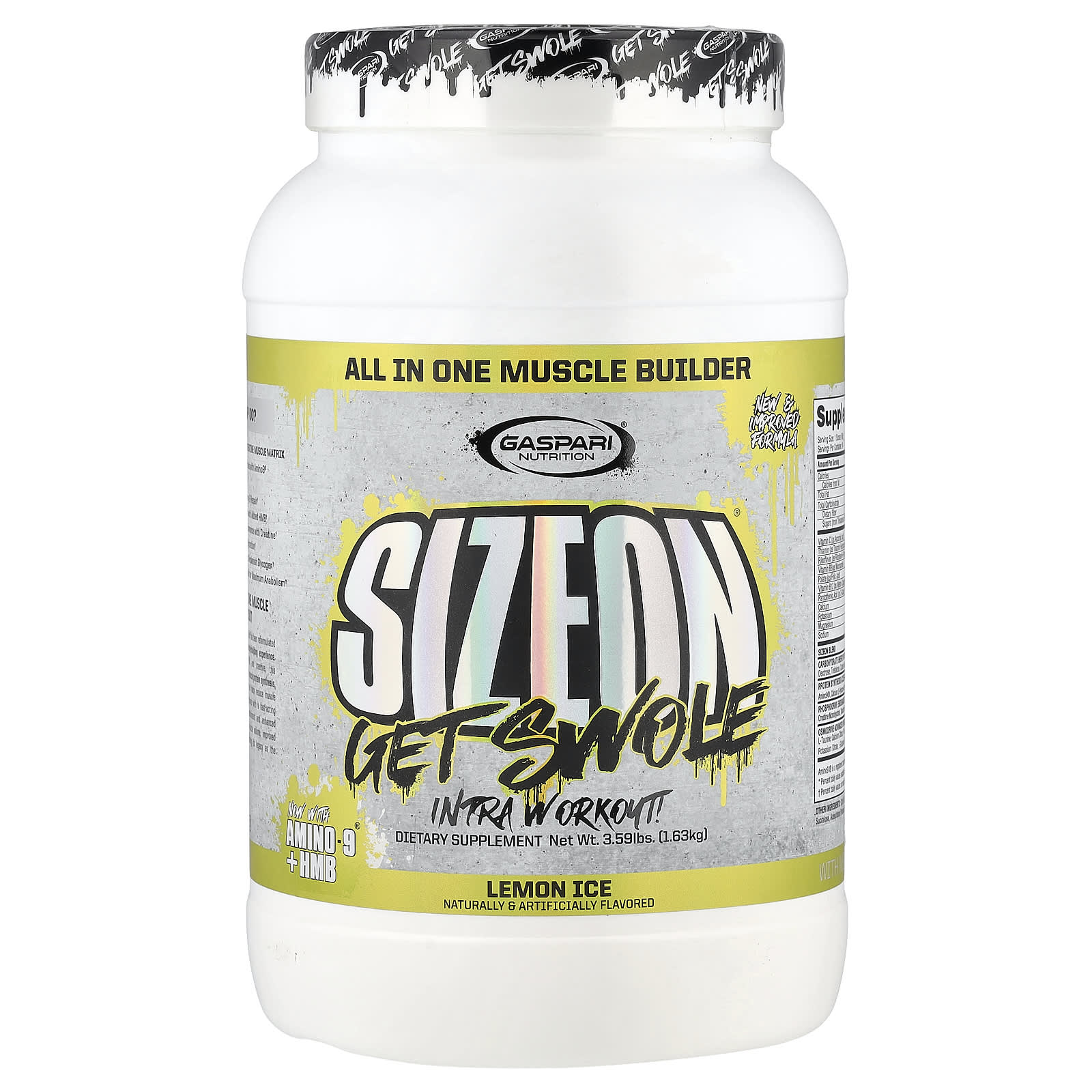 SizeOn®, Get Swole, Intra Workout, Lemon Ice, 3,59 фунта (1,63 кг)