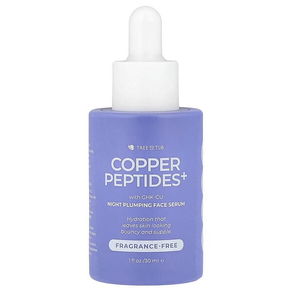 Copper Peptides+, ночная разглаживающая сыворотка для лица, без отдушек, 1 жидкая унция (30 мл)