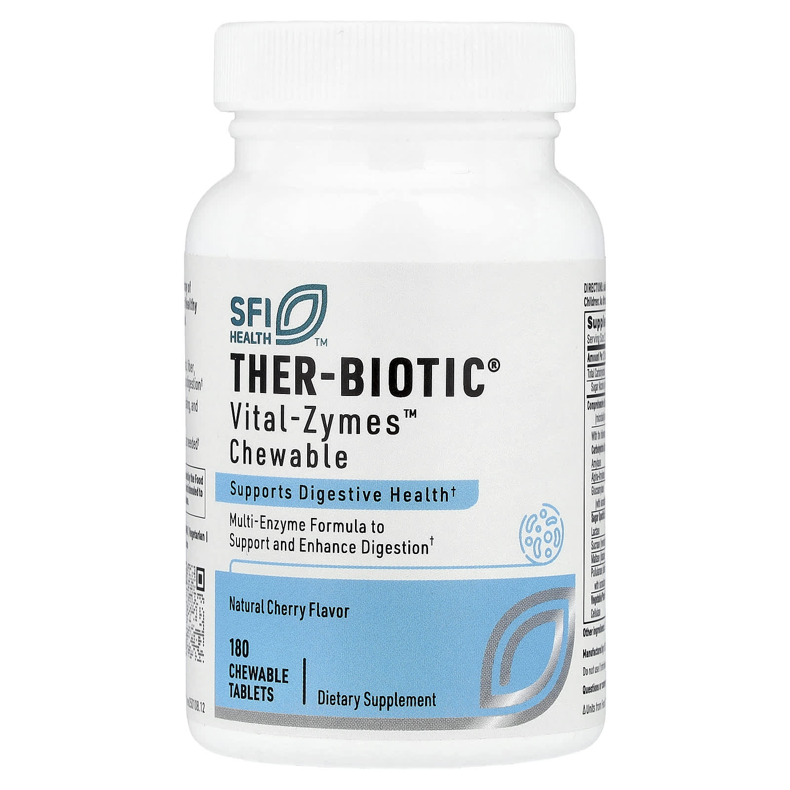 Ther-Biotic® Vital Zymes™, натуральный вишневый вкус, 180 жевательных таблеток