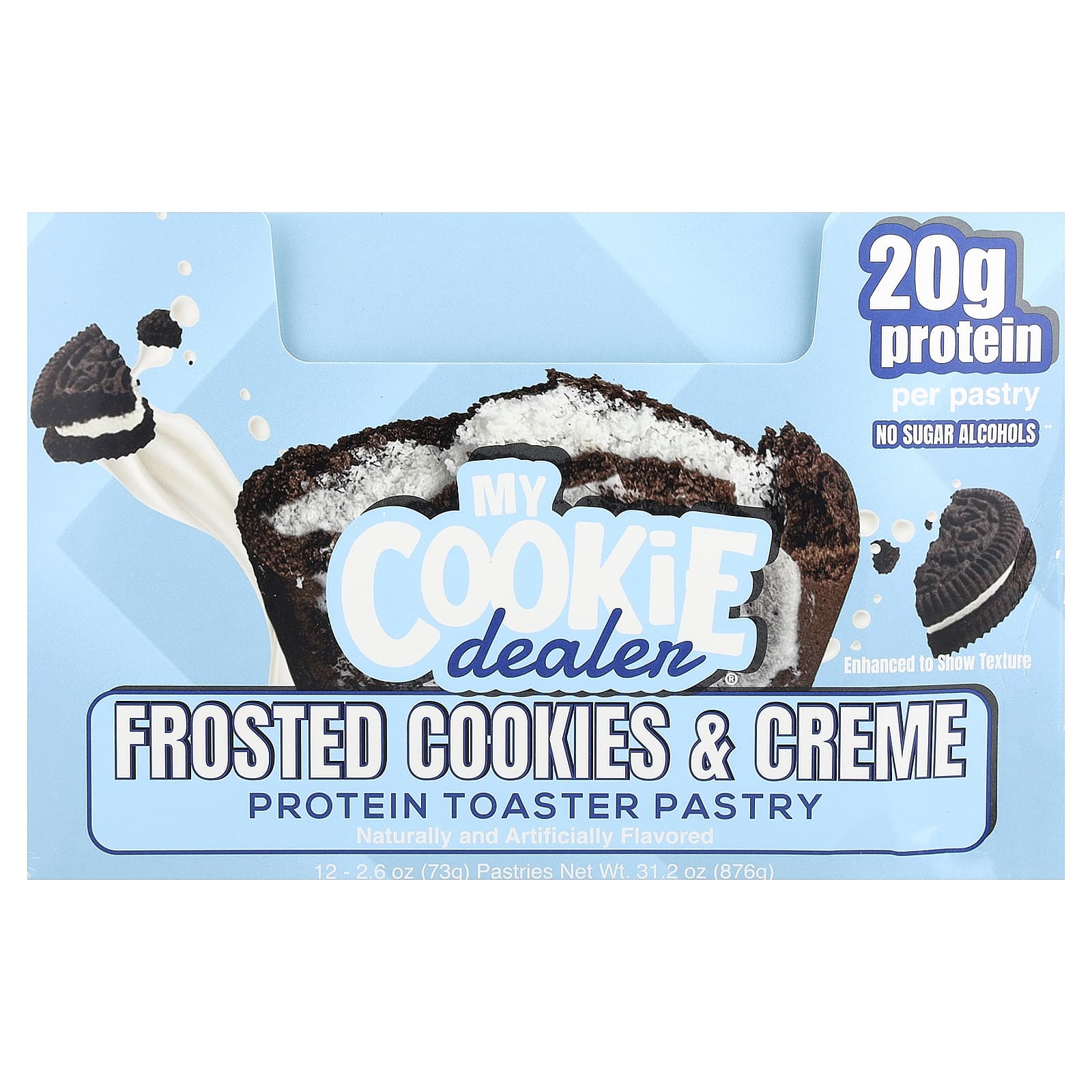 Protein Toaster Pastry, Frosted Cookies & Creme, 12 Pastries, 2.6 oz (73 g) Each