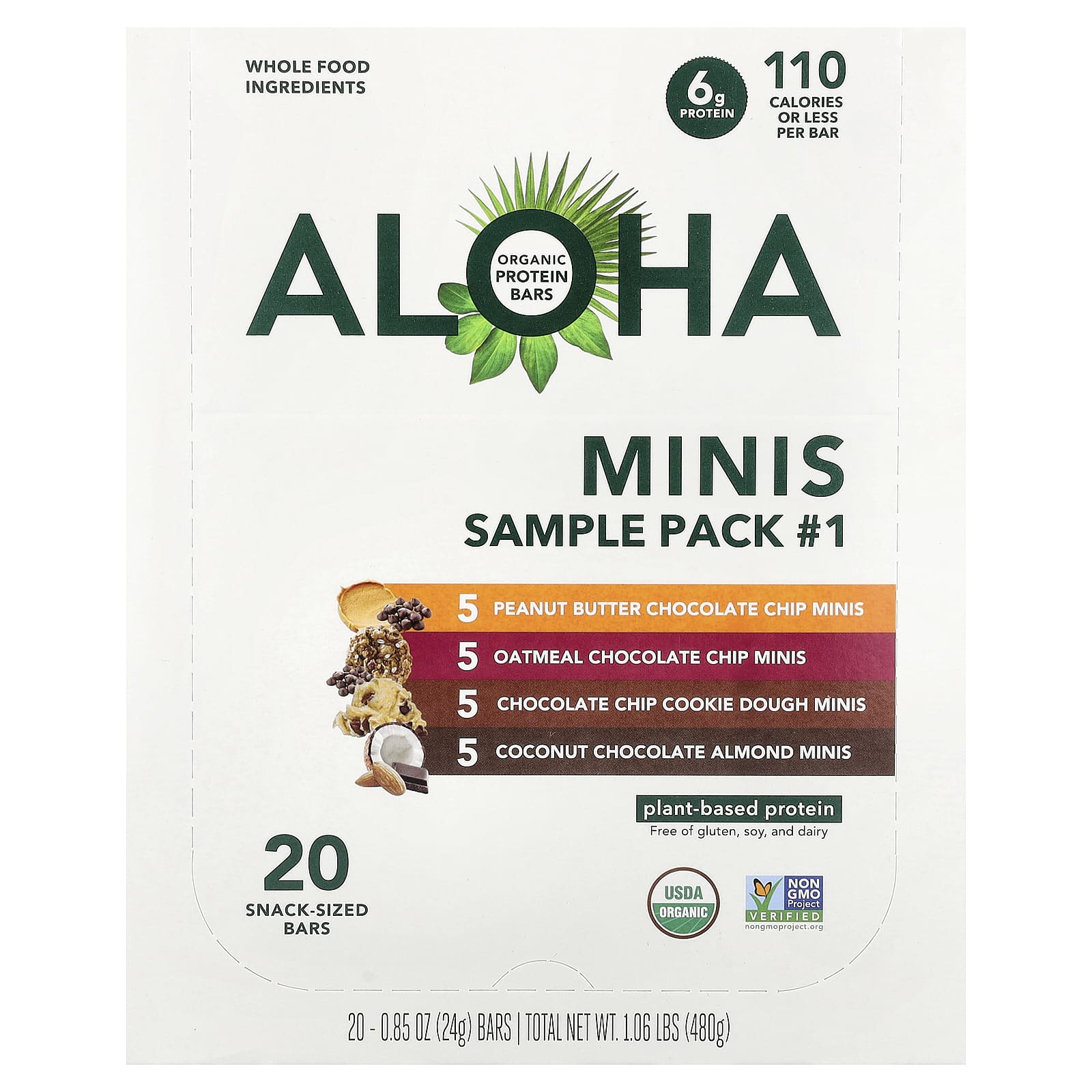 Organic Protein Mini Bars, Sample Pack #1, 20 Bars, 0.85 oz (24 g) Each