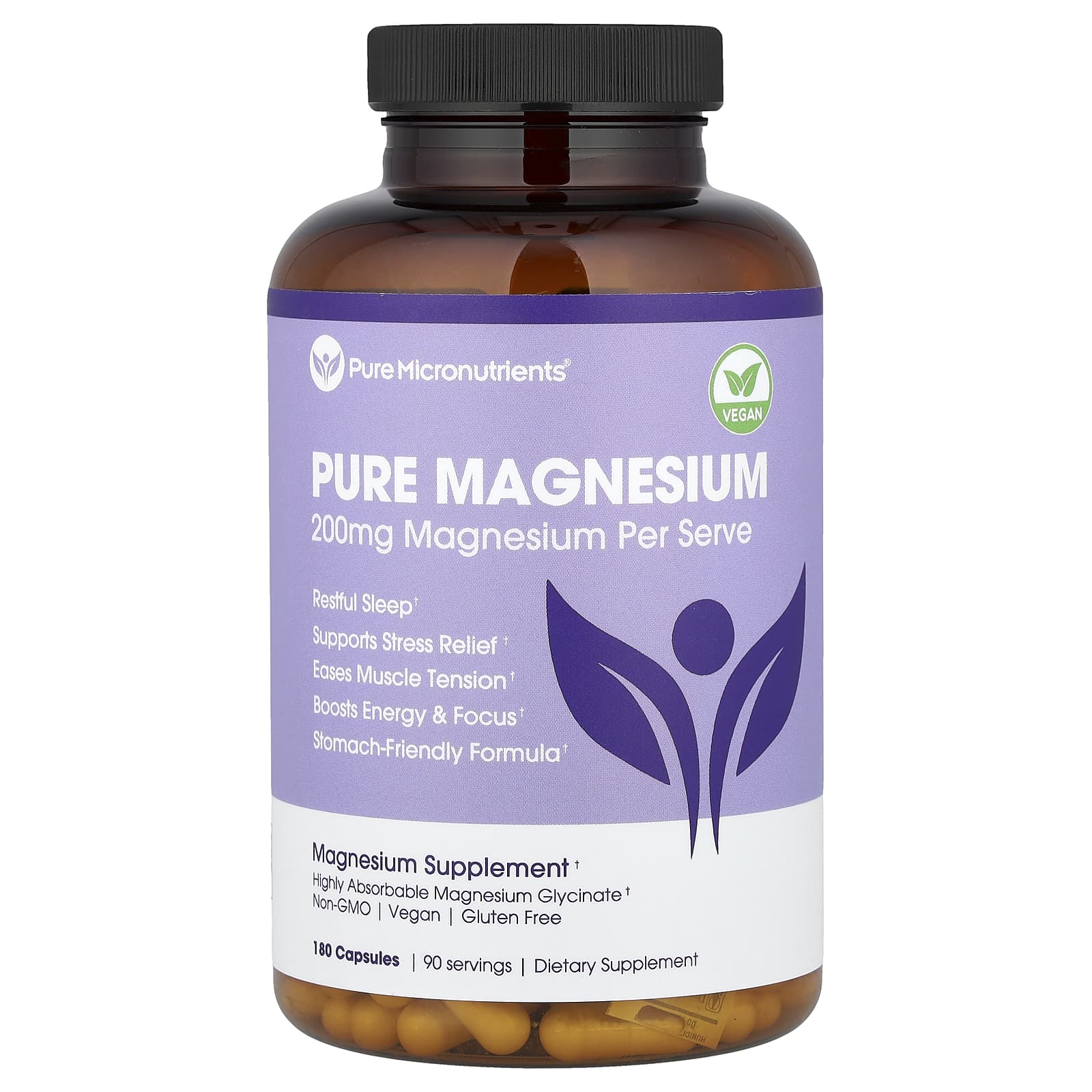 Pure Magnesium, 180 Capsules (100 mg per Capsule)