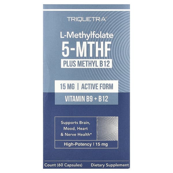 L-Methylfolate 5-MTHF Plus Methyl B12, 60 Capsules