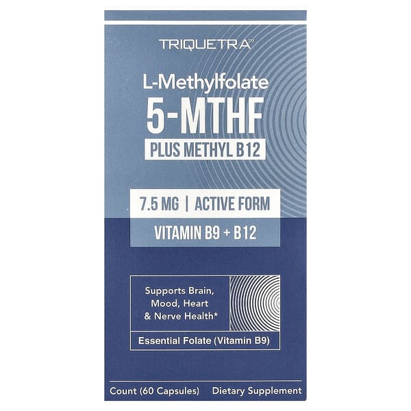 L-Methylfolate 5-MTHF plus Methyl B-12, 60 Capsules