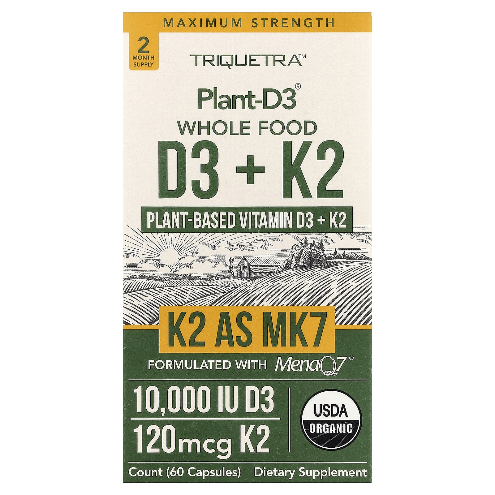 Plant-D3® Whole Food D3 + K2, 60 капсул
