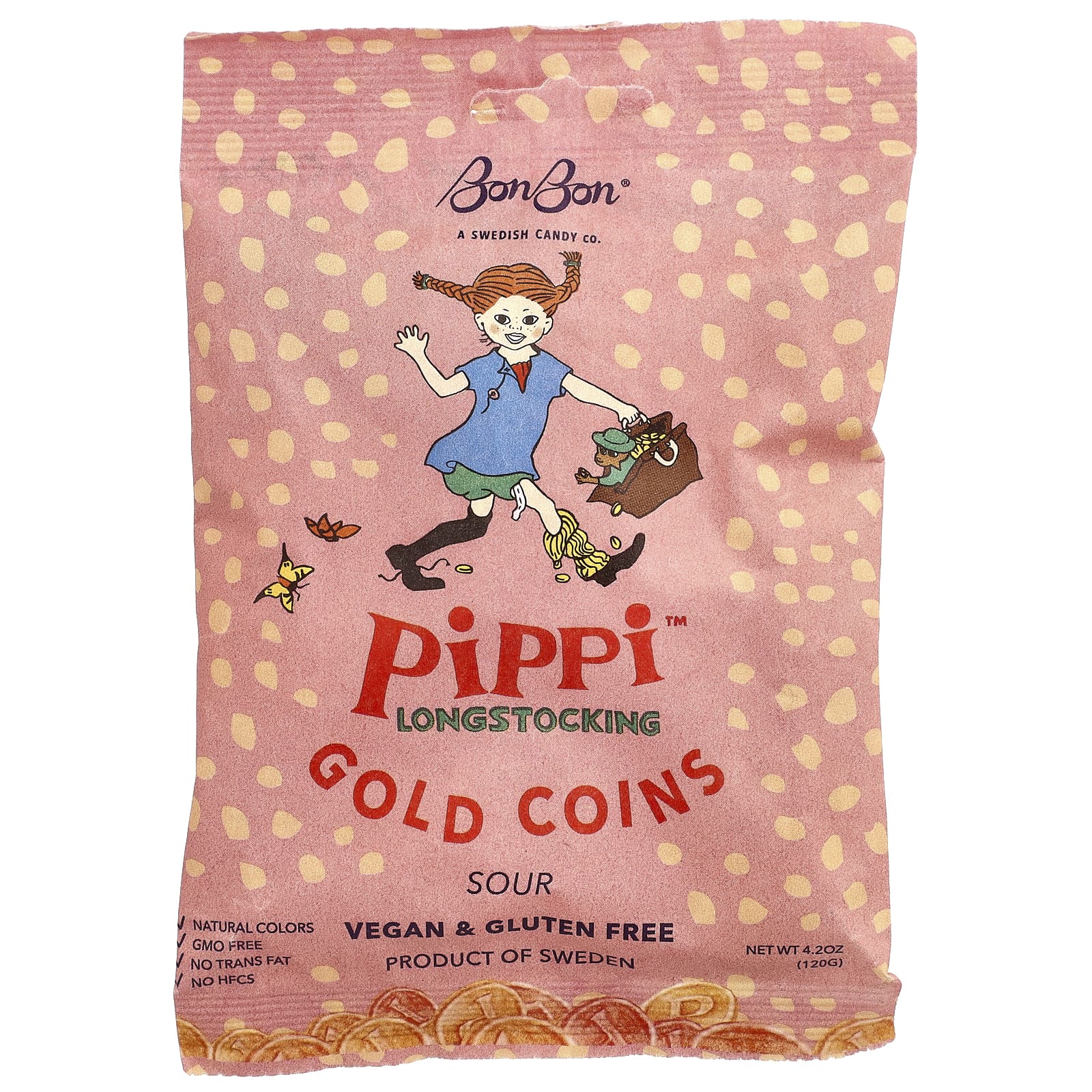 Pippi™ Longstocking, золотые монеты, кислые, 4,2 унции (120 г)