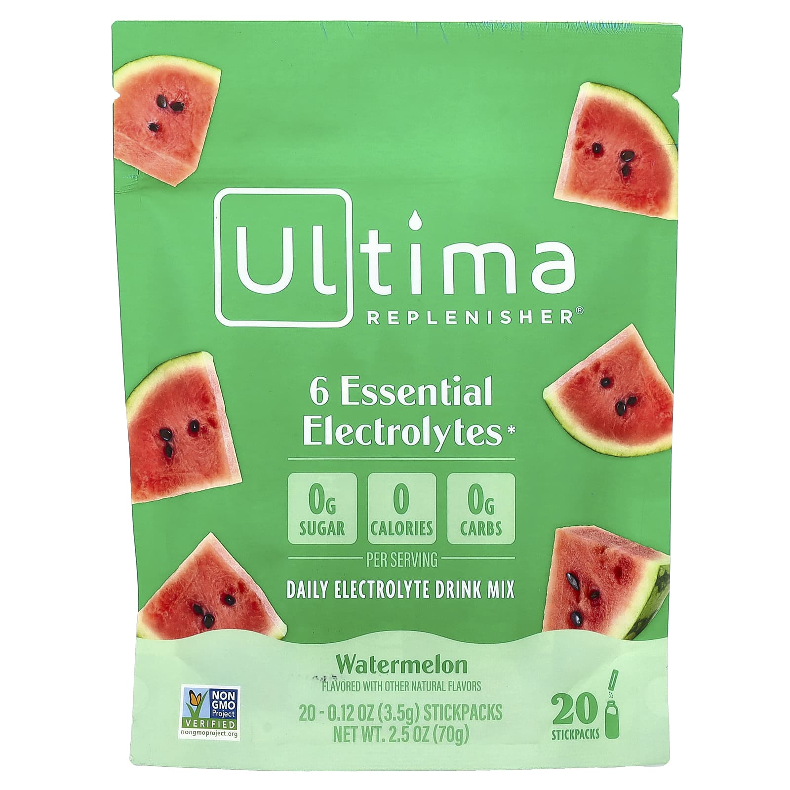 6 Essential Electrolytes, Daily Electrolyte Drink Mix, Watermelon, 20 Stickpacks, 0.12 oz (3.5 g) Each