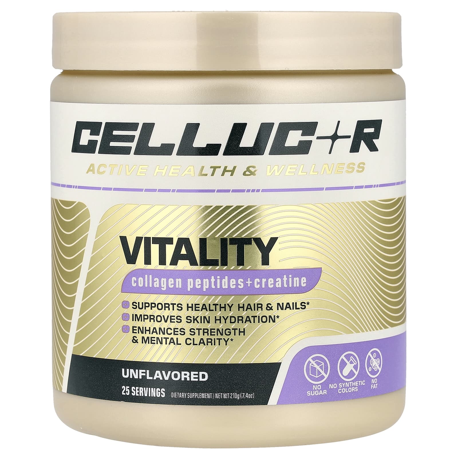 Vitality, пептиды коллагена + креатин, без вкуса, 7.4 унции (210 г)