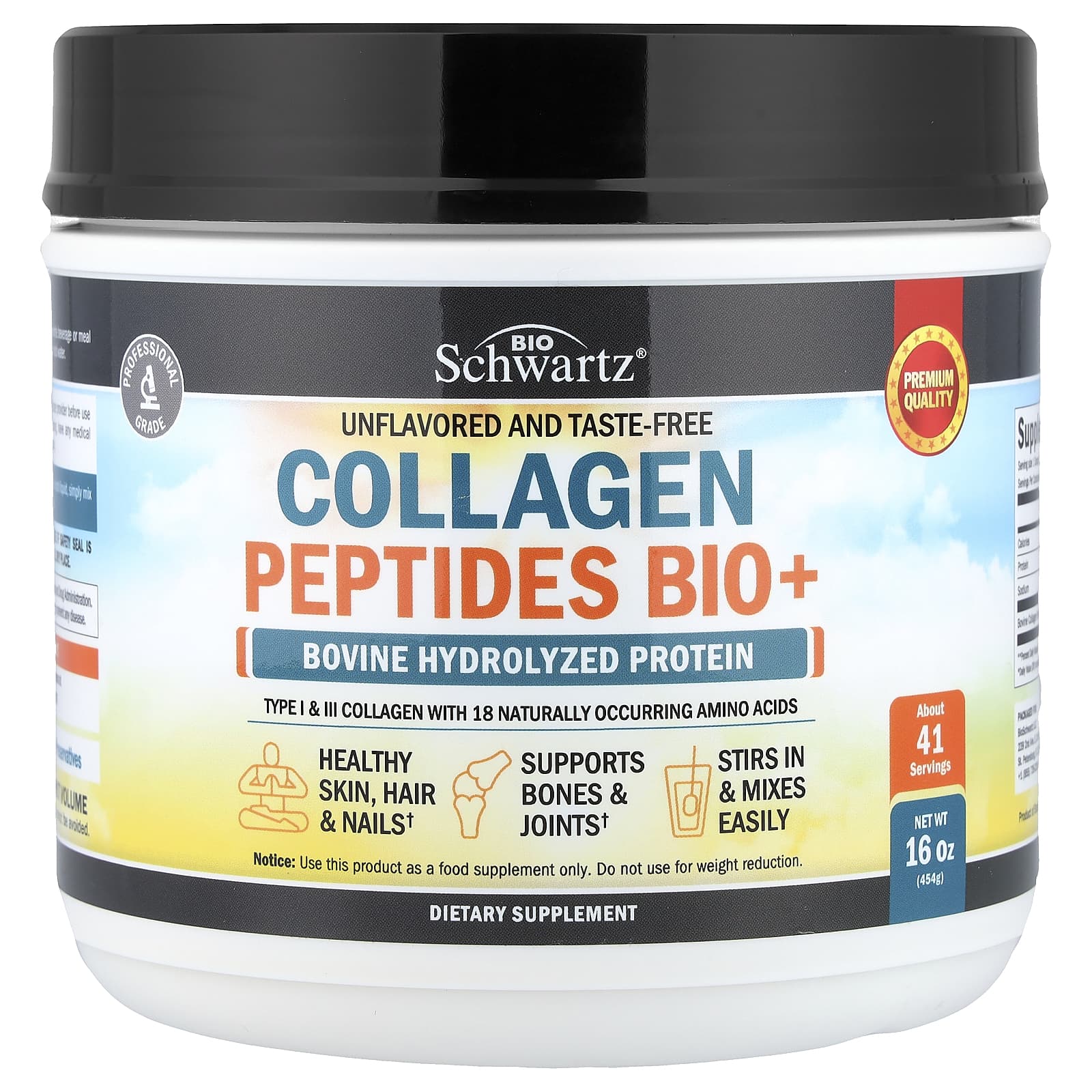 Collagen Peptides Bio+, Unflavored, 16 oz (454 g)