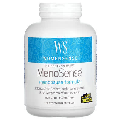 WomenSense, MenoSense, формула для менопаузы Natural Factors, 180 вегетарианских капсул