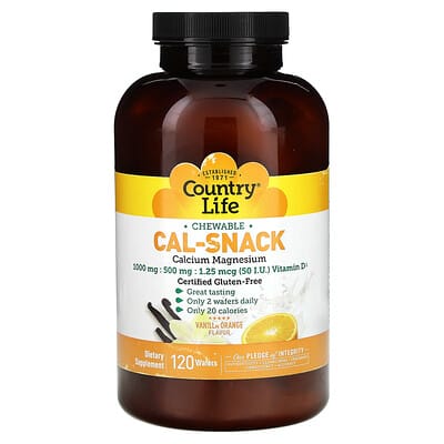 Cal-Snack, жеваемый кальций-магний, Vanilla Orange, 120 вафель