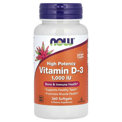 Vitamin D3, 25 mcg (1,000 IU), 360 Softgels
