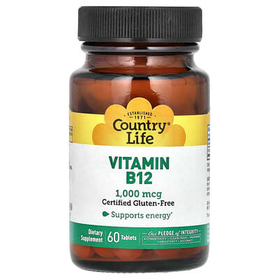 Country Life Витамин B12, 1,000 mcg, 60 таблеток