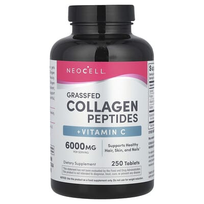 Grassfed Collagen Peptides + Vitamin C, 250 Tablets