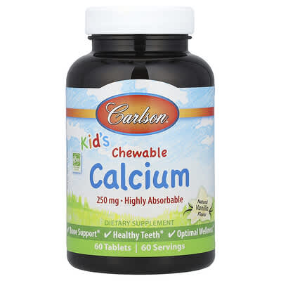 Kid's, Chewable Calcium, Natural Vanilla, 250 mg, 60 Tablets