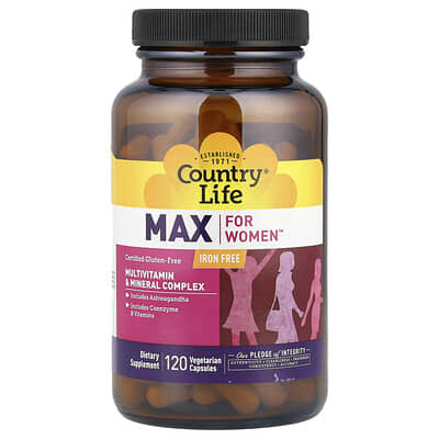 Max for Women™, Multivitamin & Mineral Complex, Iron Free, 120 Vegetarian Capsules