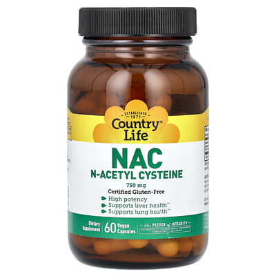NAC, N-Acetyl Cysteine, 750 mg, 60 Vegan Capsules