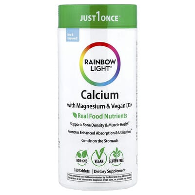 Calcium With Magnesium & Vegan D3+, 180 Tablets