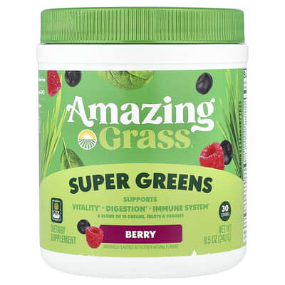 Super Greens, Berry, 8.5 oz (240 g)