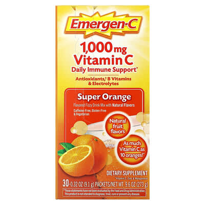 Витамин C, Super Orange, 1,000 mg, 30 пакетиков, 0.32 oz (9.1 g) каждый