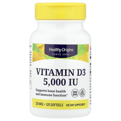 Vitamin D3, 125 mcg (5,000 IU), 120 Softgels