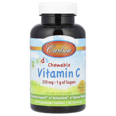 Kid's Chewable Vitamin C, Natural Tangerine , 250 mg, 60 Vegetarian Tablets