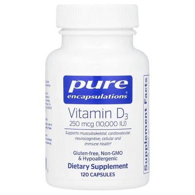 Vitamin D3, 250 mcg (10,000 IU), 120 Capsules