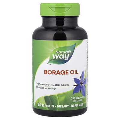 Borage Oil, 1,300 mg, 60 Softgels