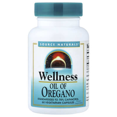 Source Naturals Wellness, масло орегано, 60 вегетарианских капсул (45 mg на капсулу)