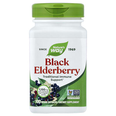 Black Elderberry, 100 Vegan Capsules (575 mg per Capsule)