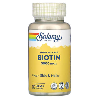 Биотин с пролонгированным высвобождением, 5,000 mcg, 60 VegCaps