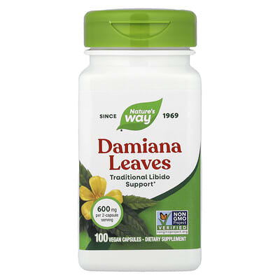 Damiana Leaves, 100 Vegan Capsules (300 mg per Capsule)