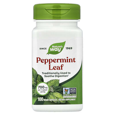 Peppermint Leaf, 100 Vegan Capsules (350 mg per Capsule)