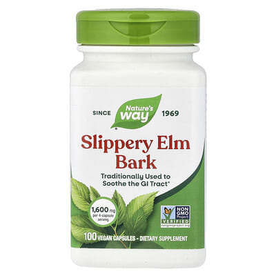Slippery Elm Bark, 100 Vegan Capsules (400 mg Per capsule)