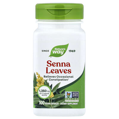 Senna Leaves, 100 Vegan Capsules (450 mg per Capsule)