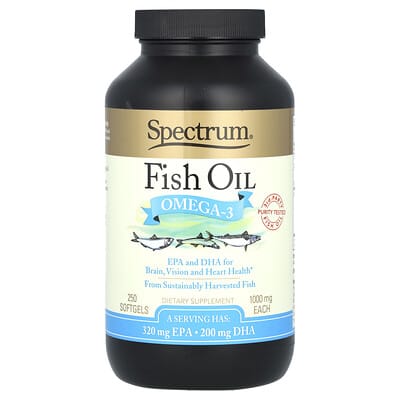 Fish Oil, Omega-3, 250 Softgels (500 mg per Softgel)